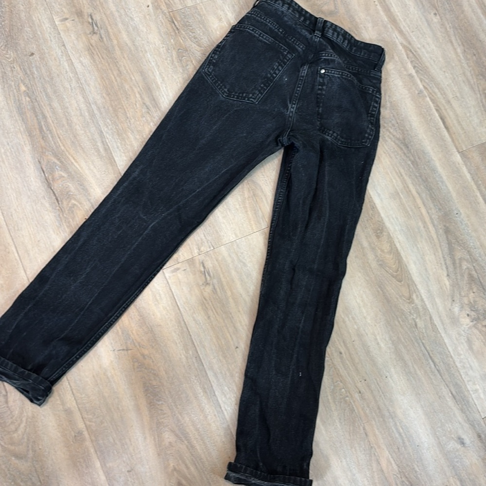 H&M VINTAGE STRAIGHT HIGH WAISTED BLACK DENIM JEANS - Picture 3 of 3